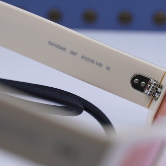 Gucci GG1634S 007 Cat Eye Sunglasses - Ivory with Black Cord/Red - Picture 5 of 11